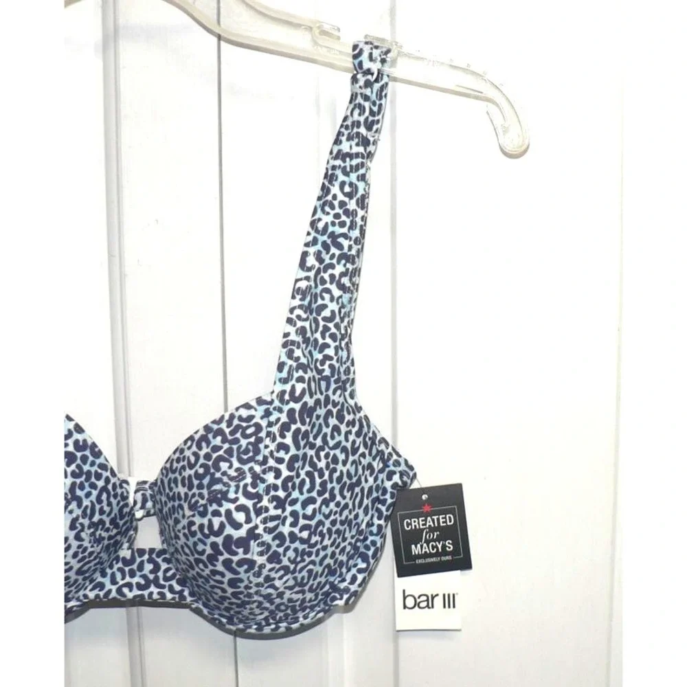 Bar‎ III Women's On The Prowl Underwire Bikini Top in Blue Multi Small